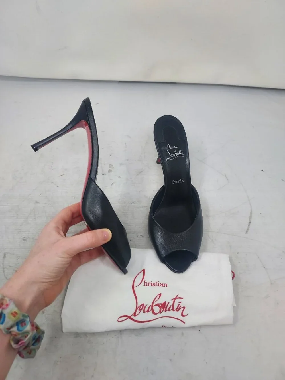 CHRISTIAN LOUBOUTIN Me Dolly Leather Black Mule Sandal